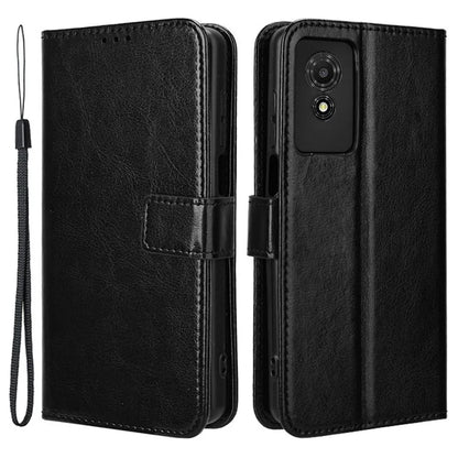 For TCL 501 Wallet Stand Case Crazy Horse Texture Leather Phone Cover
