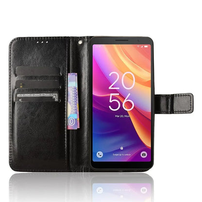 For TCL 501 Wallet Stand Case Crazy Horse Texture Leather Phone Cover