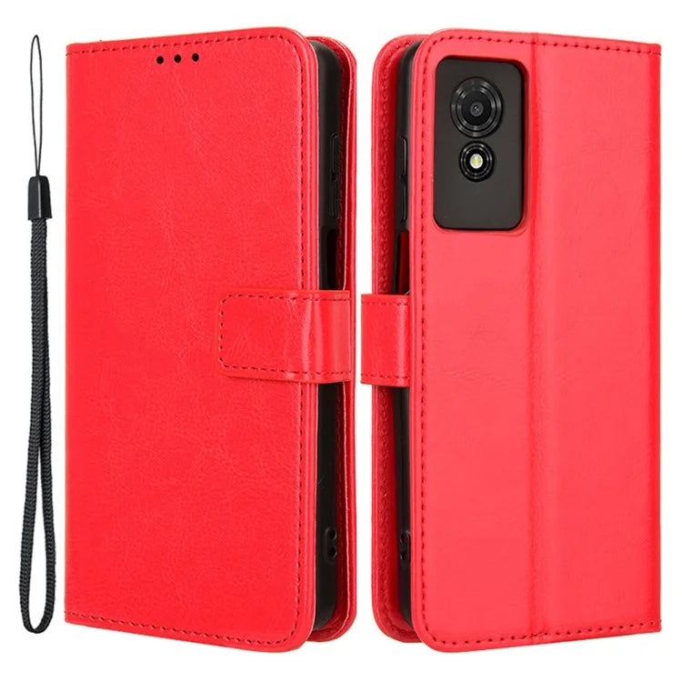 For TCL 501 Wallet Stand Case Crazy Horse Texture Leather Phone Cover