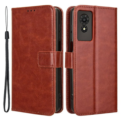 For TCL 501 Wallet Stand Case Crazy Horse Texture Leather Phone Cover