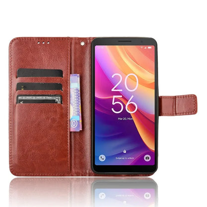 For TCL 501 Wallet Stand Case Crazy Horse Texture Leather Phone Cover