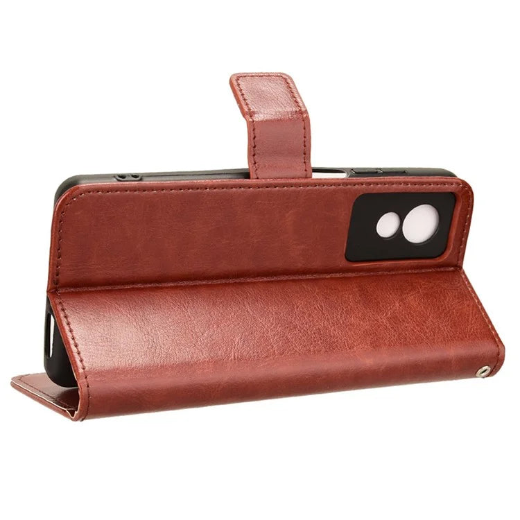 For TCL 501 Wallet Stand Case Crazy Horse Texture Leather Phone Cover