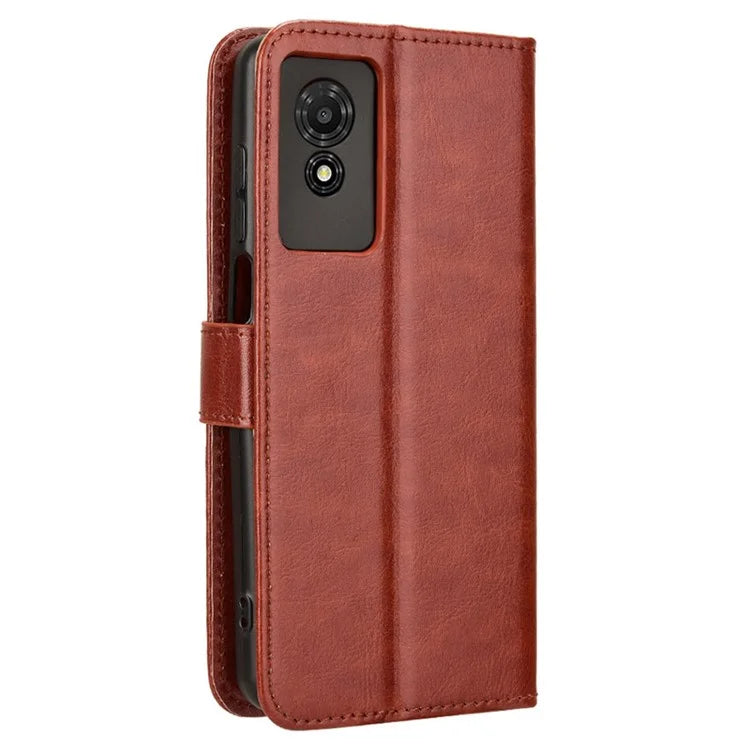 For TCL 501 Wallet Stand Case Crazy Horse Texture Leather Phone Cover