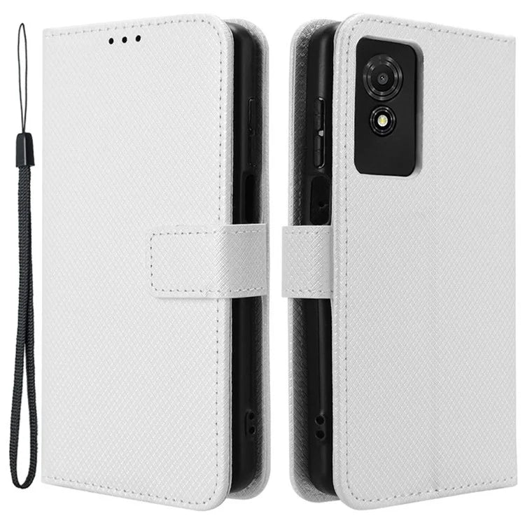 For TCL 501 Wallet Case Diamond Texture PU Leather Phone Cover with Stand