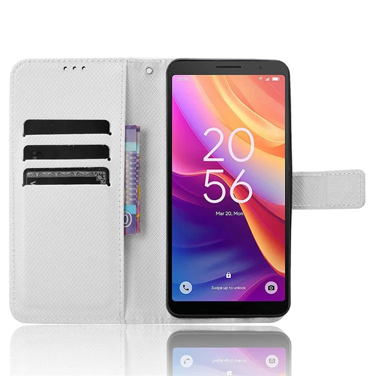 For TCL 501 Wallet Case Diamond Texture PU Leather Phone Cover with Stand