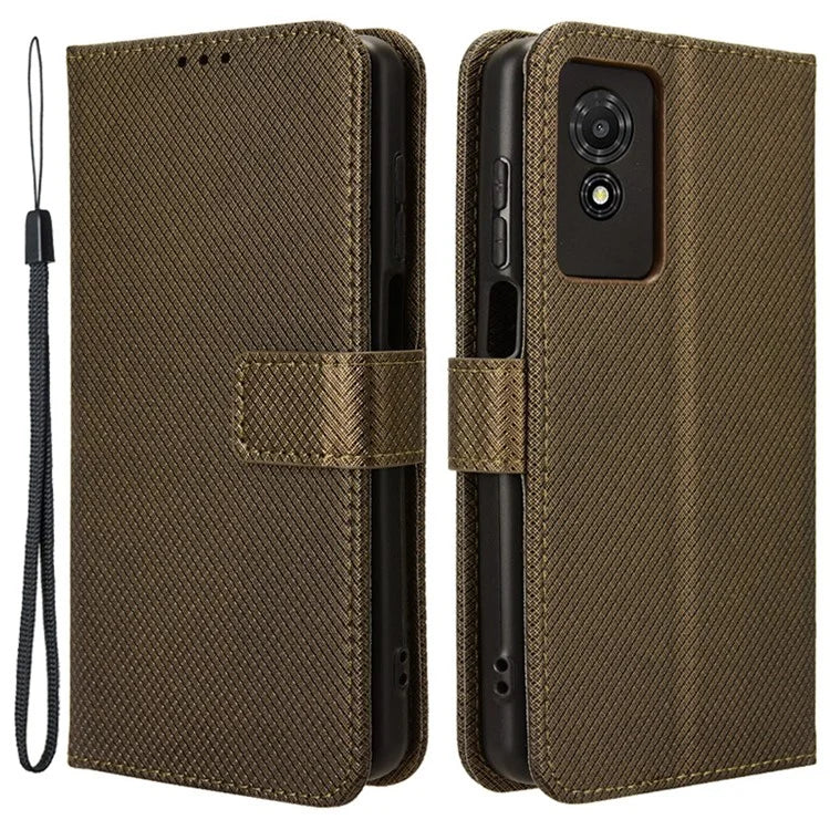 For TCL 501 Wallet Case Diamond Texture PU Leather Phone Cover with Stand