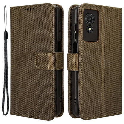 For TCL 501 Wallet Case Diamond Texture PU Leather Phone Cover with Stand