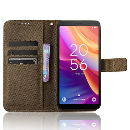 For TCL 501 Wallet Case Diamond Texture PU Leather Phone Cover with Stand
