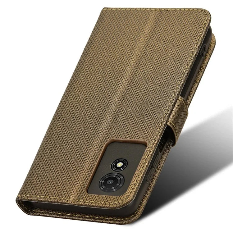 For TCL 501 Wallet Case Diamond Texture PU Leather Phone Cover with Stand