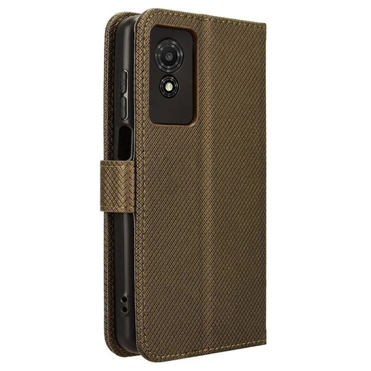 For TCL 501 Wallet Case Diamond Texture PU Leather Phone Cover with Stand