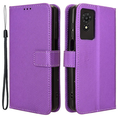 For TCL 501 Wallet Case Diamond Texture PU Leather Phone Cover with Stand