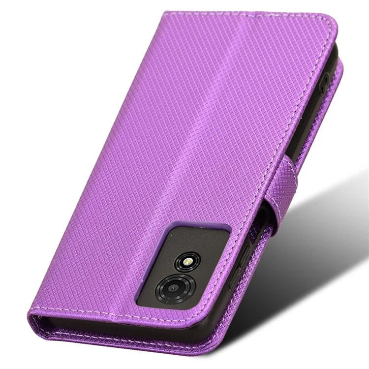 For TCL 501 Wallet Case Diamond Texture PU Leather Phone Cover with Stand