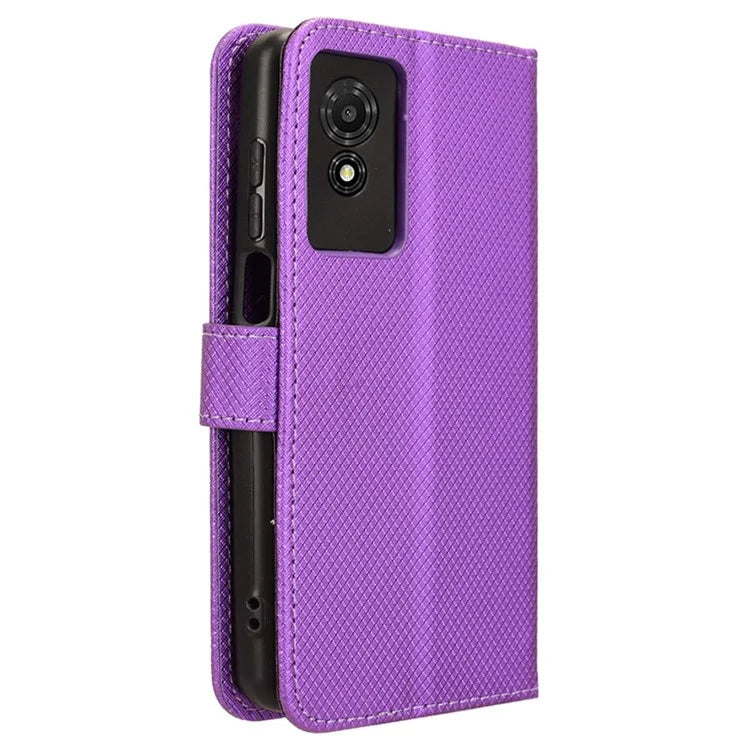 For TCL 501 Wallet Case Diamond Texture PU Leather Phone Cover with Stand