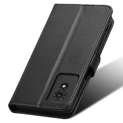 For TCL 501 Wallet Case Diamond Texture PU Leather Phone Cover with Stand
