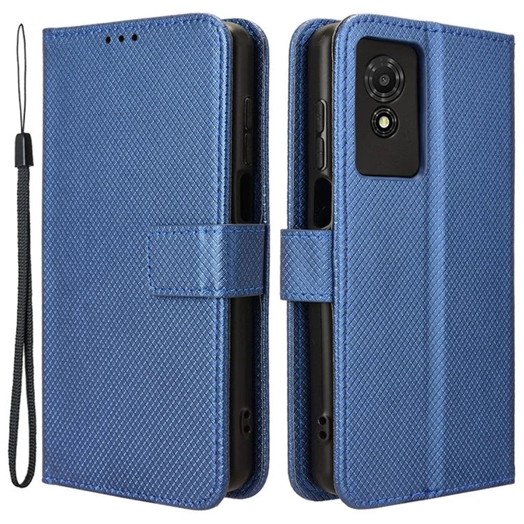 For TCL 501 Wallet Case Diamond Texture PU Leather Phone Cover with Stand