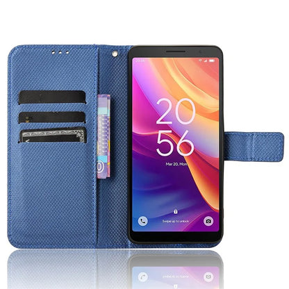 For TCL 501 Wallet Case Diamond Texture PU Leather Phone Cover with Stand