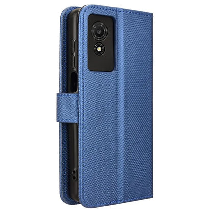 For TCL 501 Wallet Case Diamond Texture PU Leather Phone Cover with Stand