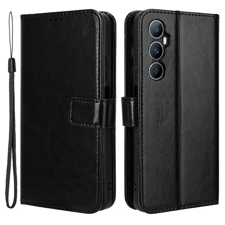 For Realme C65 4G Phone Case Wallet Stand Crazy Horse Texture Cover