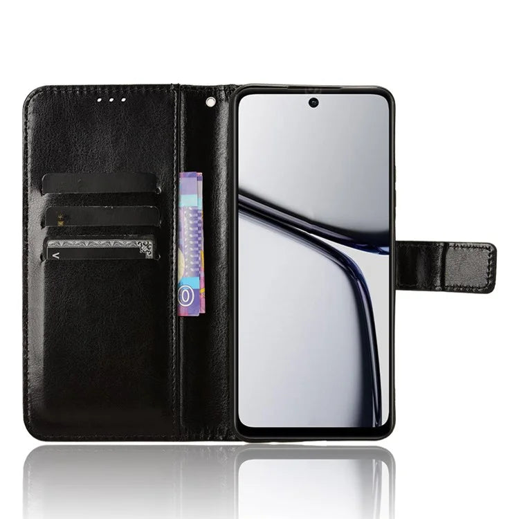 For Realme C65 4G Phone Case Wallet Stand Crazy Horse Texture Cover
