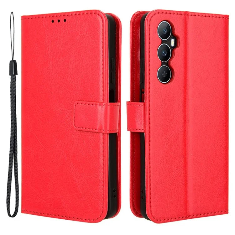 For Realme C65 4G Phone Case Wallet Stand Crazy Horse Texture Cover