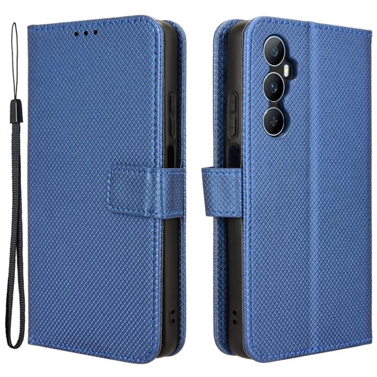 For Realme C65 4G Shockproof Case Diamond Texture PU Leather Phone Wallet Cover