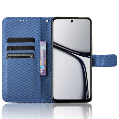 For Realme C65 4G Shockproof Case Diamond Texture PU Leather Phone Wallet Cover