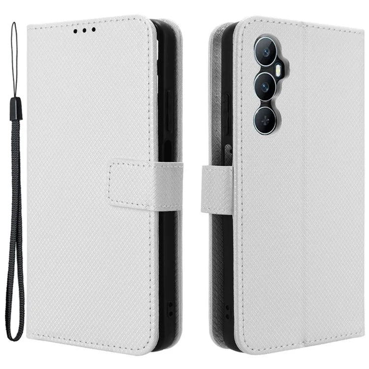 For Realme C65 4G Shockproof Case Diamond Texture PU Leather Phone Wallet Cover
