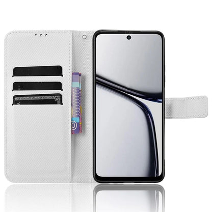 For Realme C65 4G Shockproof Case Diamond Texture PU Leather Phone Wallet Cover