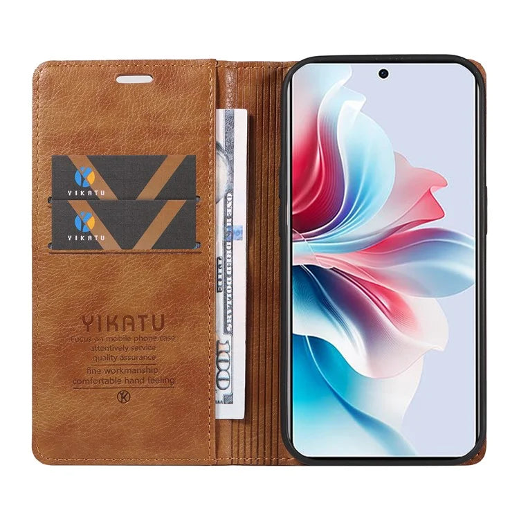 YIKATU YK-006 For Oppo Reno11 F 5G Case Litchi Texture Magnetic Closing Leather Phone Cover