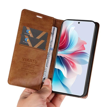YIKATU YK-006 For Oppo Reno11 F 5G Case Litchi Texture Magnetic Closing Leather Phone Cover