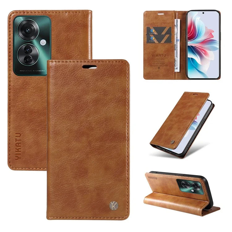 YIKATU YK-006 For Oppo Reno11 F 5G Case Litchi Texture Magnetic Closing Leather Phone Cover