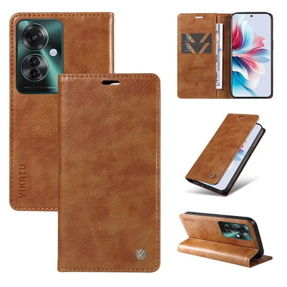 YIKATU YK-006 For Oppo Reno11 F 5G Case Litchi Texture Magnetic Closing Leather Phone Cover