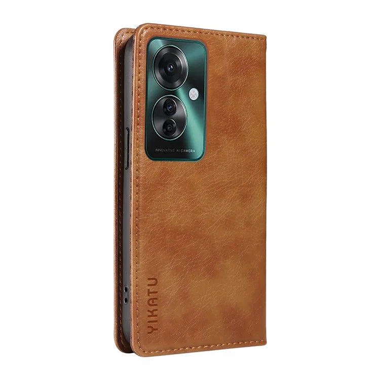 YIKATU YK-006 For Oppo Reno11 F 5G Case Litchi Texture Magnetic Closing Leather Phone Cover