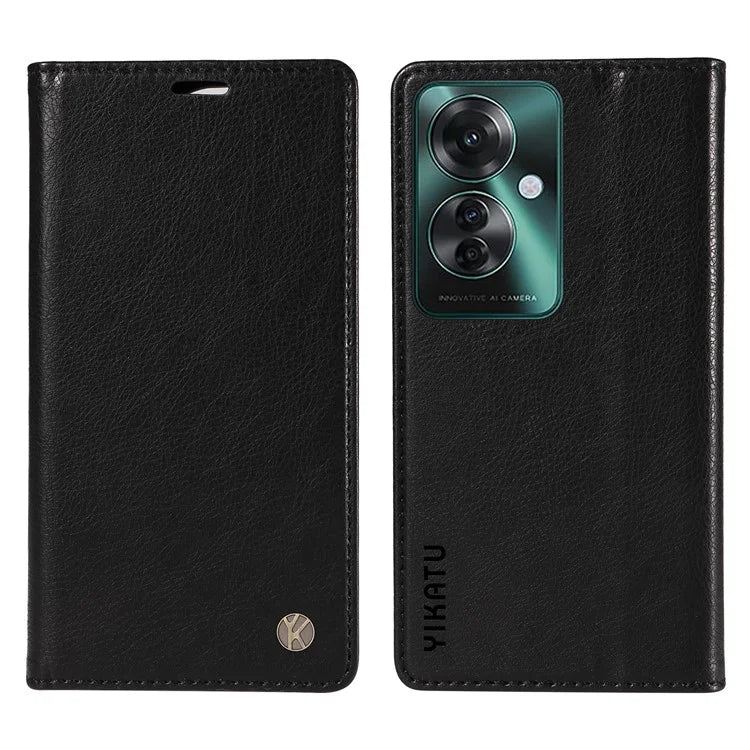 YIKATU YK-006 For Oppo Reno11 F 5G Case Litchi Texture Magnetic Closing Leather Phone Cover