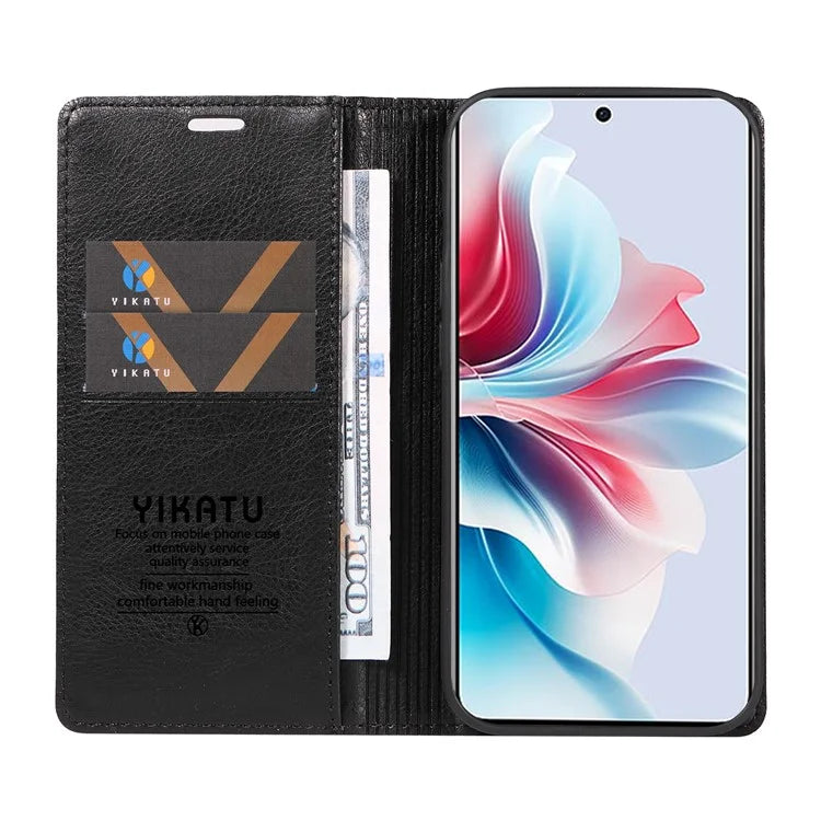 YIKATU YK-006 For Oppo Reno11 F 5G Case Litchi Texture Magnetic Closing Leather Phone Cover