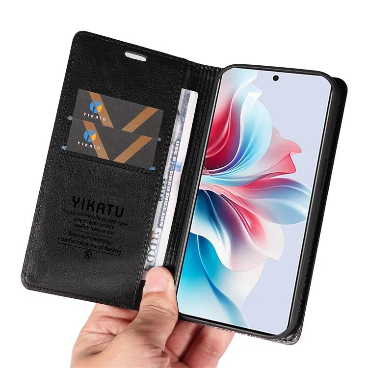 YIKATU YK-006 For Oppo Reno11 F 5G Case Litchi Texture Magnetic Closing Leather Phone Cover