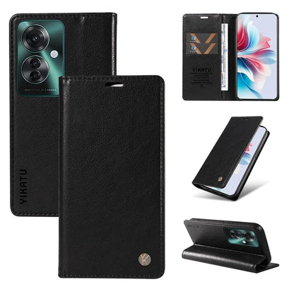YIKATU YK-006 For Oppo Reno11 F 5G Case Litchi Texture Magnetic Closing Leather Phone Cover