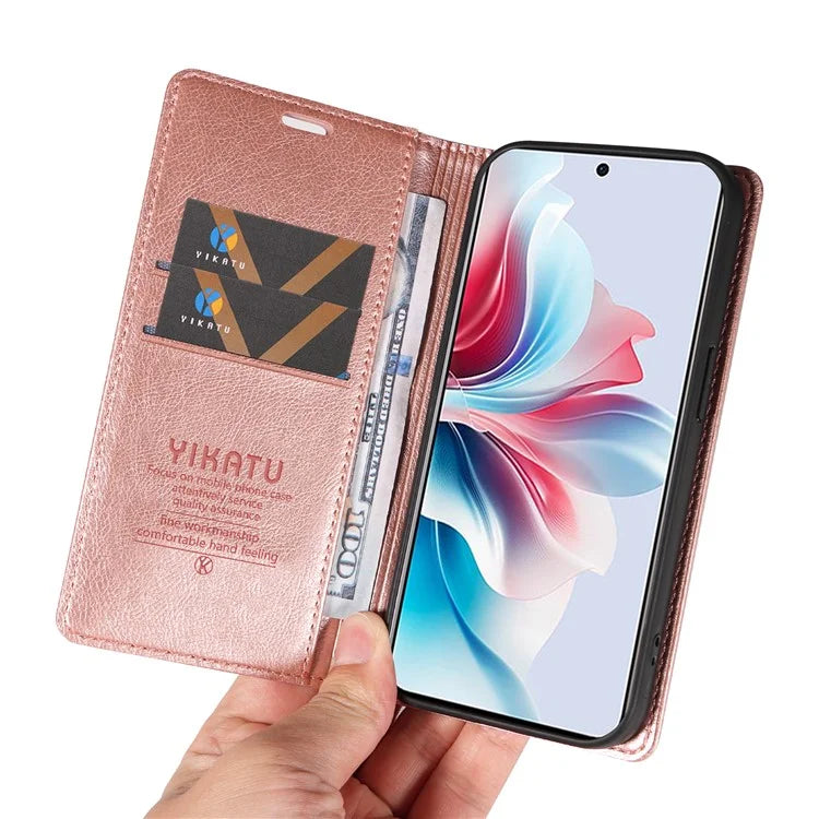 YIKATU YK-006 For Oppo Reno11 F 5G Case Litchi Texture Magnetic Closing Leather Phone Cover
