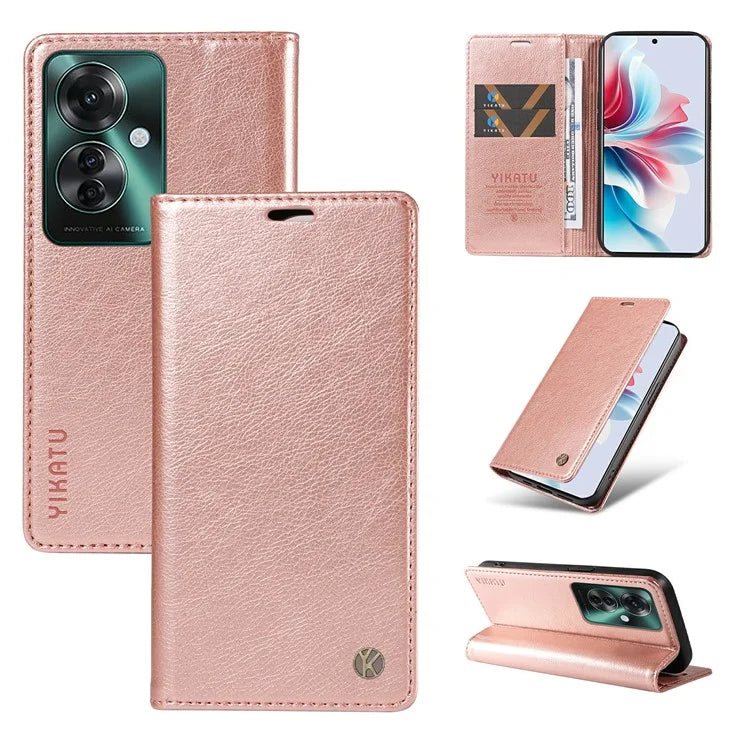YIKATU YK-006 For Oppo Reno11 F 5G Case Litchi Texture Magnetic Closing Leather Phone Cover