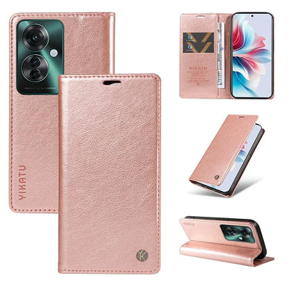 YIKATU YK-006 For Oppo Reno11 F 5G Case Litchi Texture Magnetic Closing Leather Phone Cover