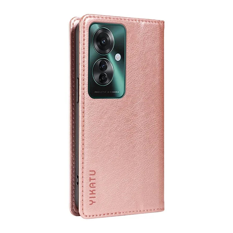 YIKATU YK-006 For Oppo Reno11 F 5G Case Litchi Texture Magnetic Closing Leather Phone Cover