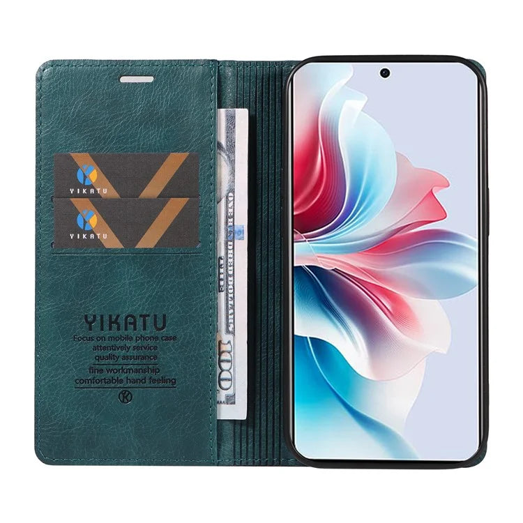 YIKATU YK-006 For Oppo Reno11 F 5G Case Litchi Texture Magnetic Closing Leather Phone Cover