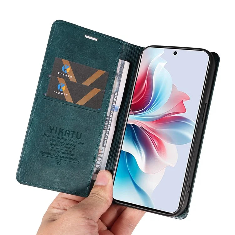 YIKATU YK-006 For Oppo Reno11 F 5G Case Litchi Texture Magnetic Closing Leather Phone Cover