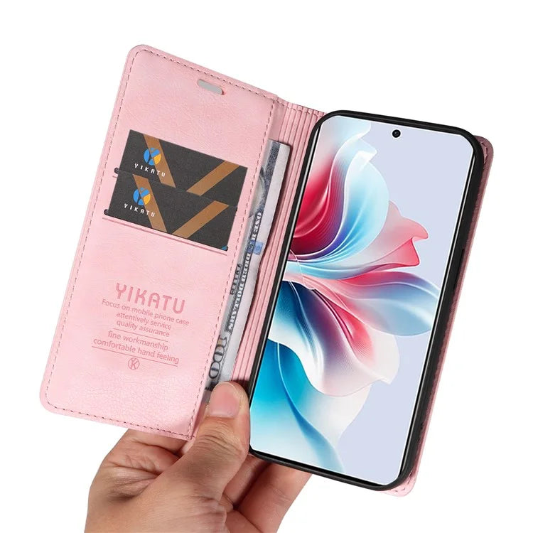 YIKATU YK-006 For Oppo Reno11 F 5G Case Litchi Texture Magnetic Closing Leather Phone Cover