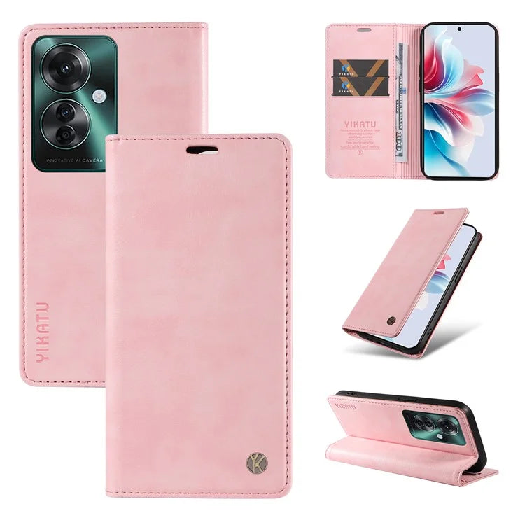 YIKATU YK-006 For Oppo Reno11 F 5G Case Litchi Texture Magnetic Closing Leather Phone Cover