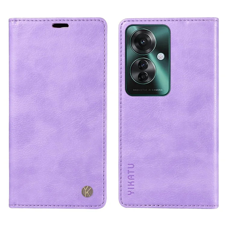 YIKATU YK-006 For Oppo Reno11 F 5G Case Litchi Texture Magnetic Closing Leather Phone Cover