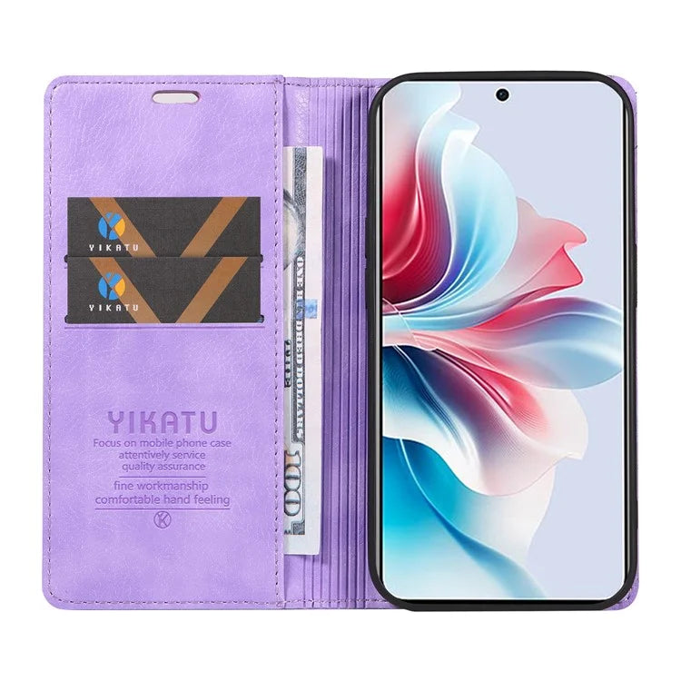 YIKATU YK-006 For Oppo Reno11 F 5G Case Litchi Texture Magnetic Closing Leather Phone Cover