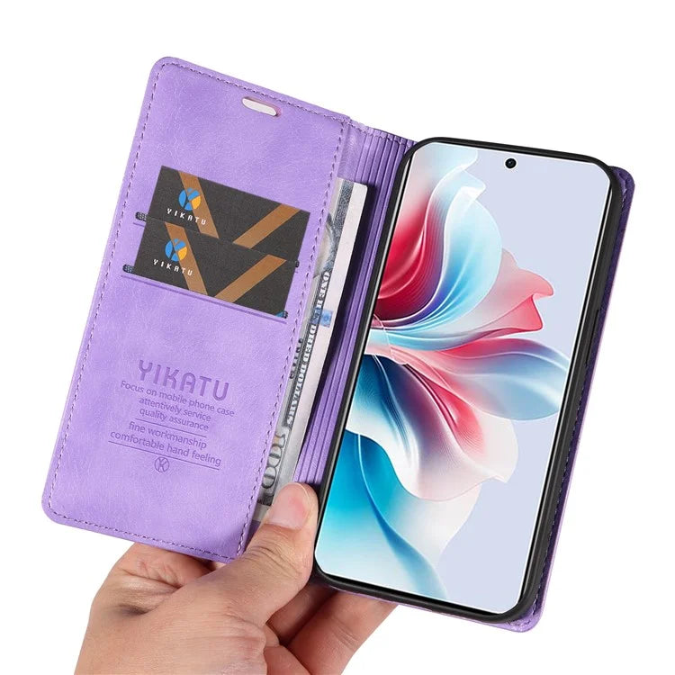 YIKATU YK-006 For Oppo Reno11 F 5G Case Litchi Texture Magnetic Closing Leather Phone Cover