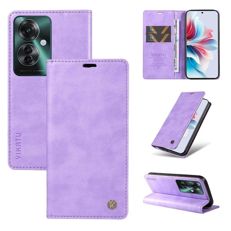 YIKATU YK-006 For Oppo Reno11 F 5G Case Litchi Texture Magnetic Closing Leather Phone Cover