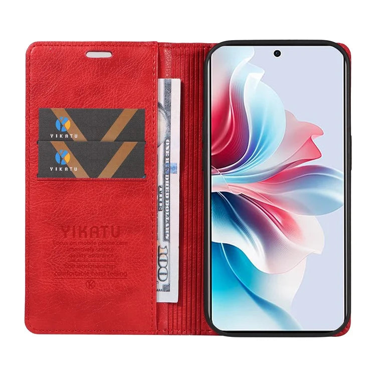YIKATU YK-006 For Oppo Reno11 F 5G Case Litchi Texture Magnetic Closing Leather Phone Cover